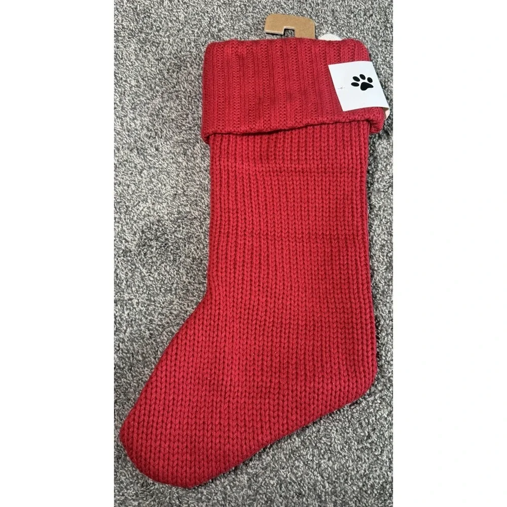 Pet Paw Knit Monogram Stocking Cat/Dog Wondershop Red Xmas Holiday Target